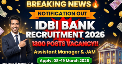 IDBI Bank 2026 — 1300 Vacancies Released! JAM & AM Notification OUT Now — Apply Fast! Job Notification